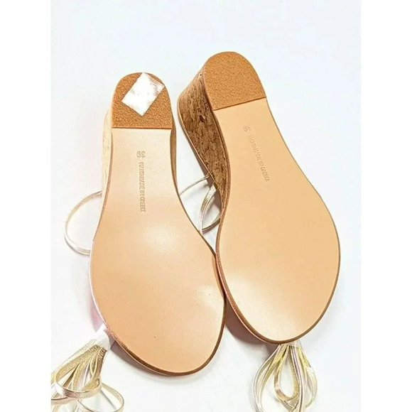 Ancient Greek Sandals Lithi Metallic Leather Wedge Sandals Size 39 (MSRP $370) - Picture 10 of 11